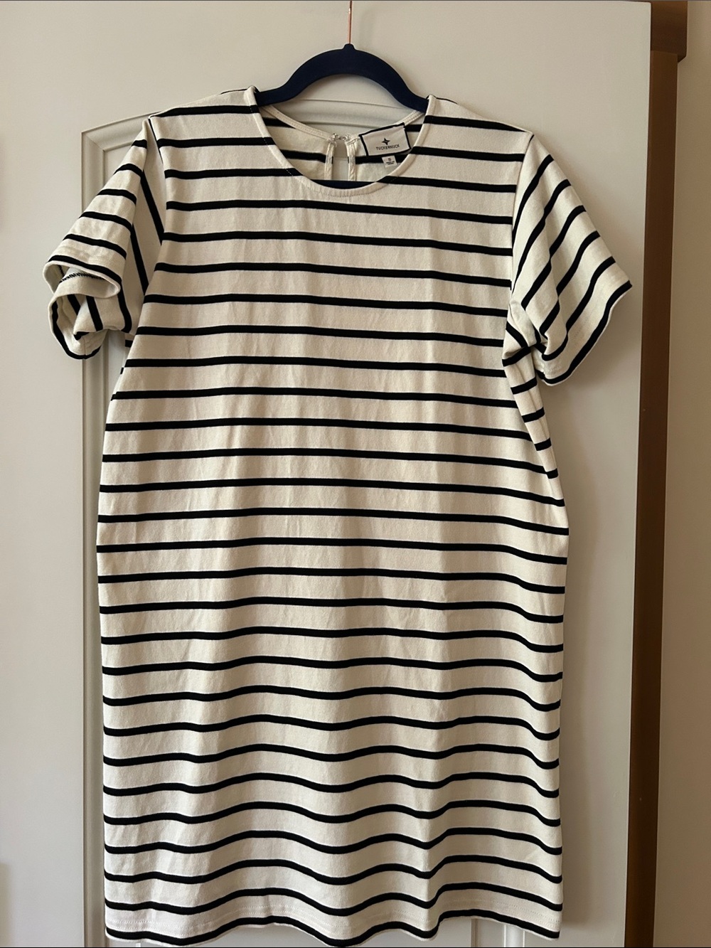 Tuckernuck Black & Cream Striped Short-Sleeve Shift Dress